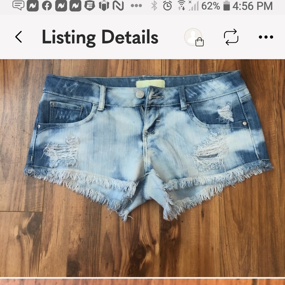 Almost Famous jean shorts tie dye look distressed